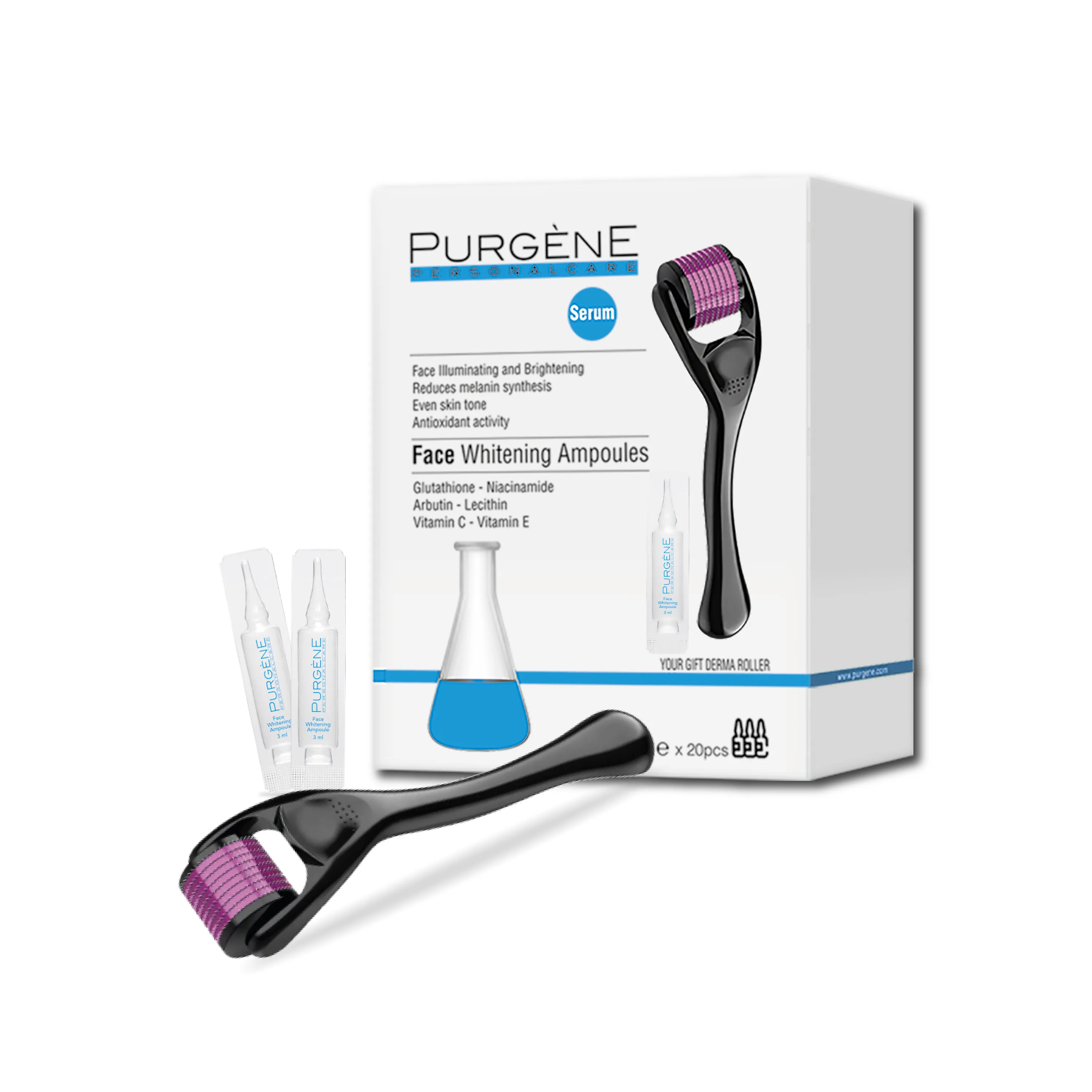 Purgene Face Whitening Ampoules With Dermaroller